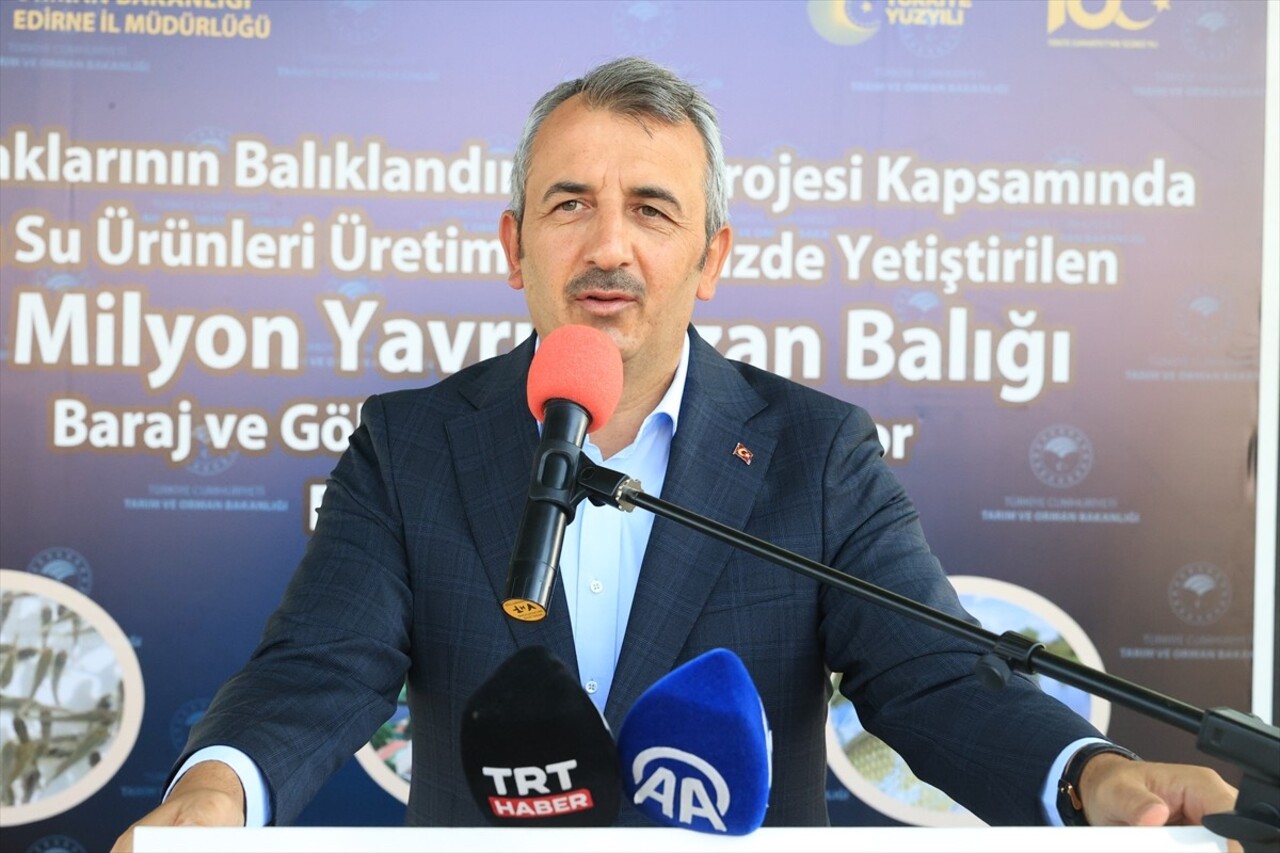 Edirne'nin İpsala ilçesindeki Su Ürünleri Üretim İstasyonu'nda bu yıl yetiştirilen 10 milyon yavru...