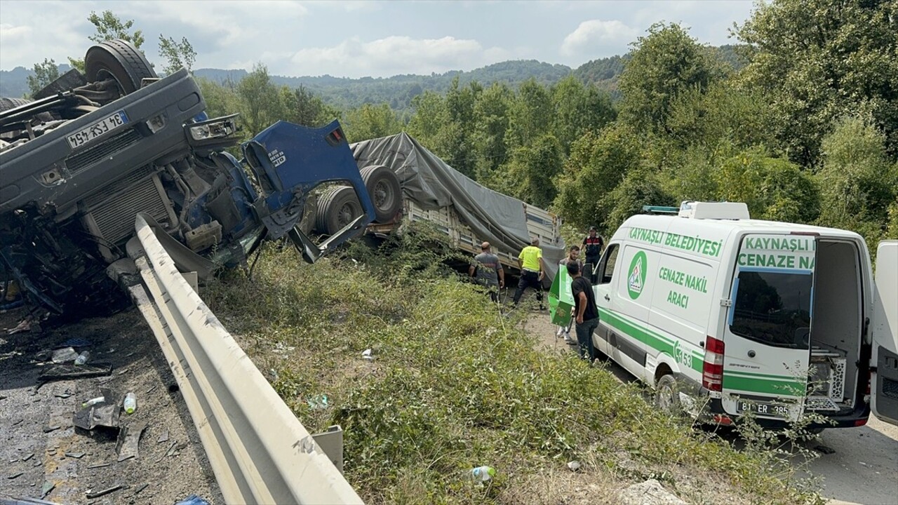 D-100 kara yolunun Düzce kesiminde tır ile otomobilin çarpışması sonucu 2 kişi hayatını kaybetti...