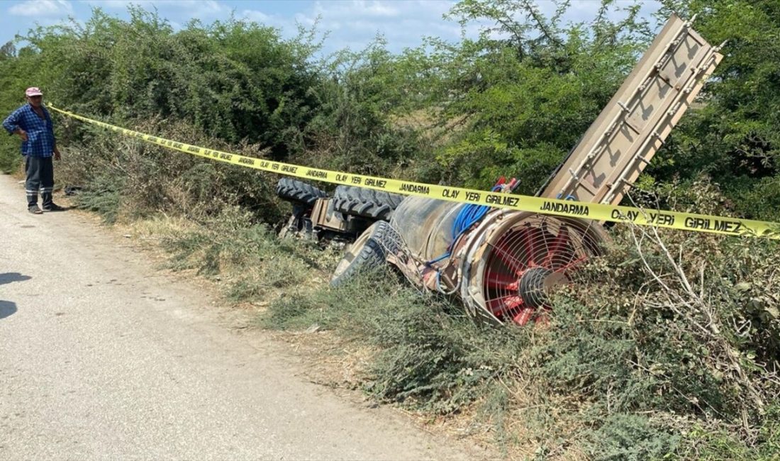 Yumurtalık'ta devrilen traktörde bir