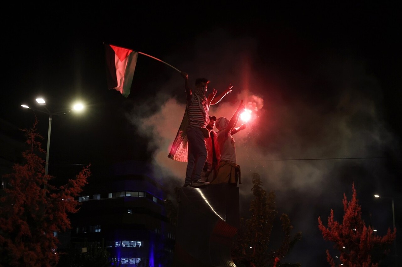 Yunanistan'ın başkenti Atina'da İsrail'in Gazze'ye yönelik saldırılarının birinci yılında...