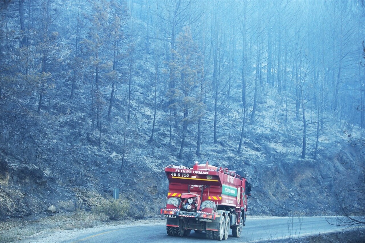 Muğla'nın Dalaman ilçesinde ormanlık alanda çıkan yangına müdahale havadan ve karadan devam...