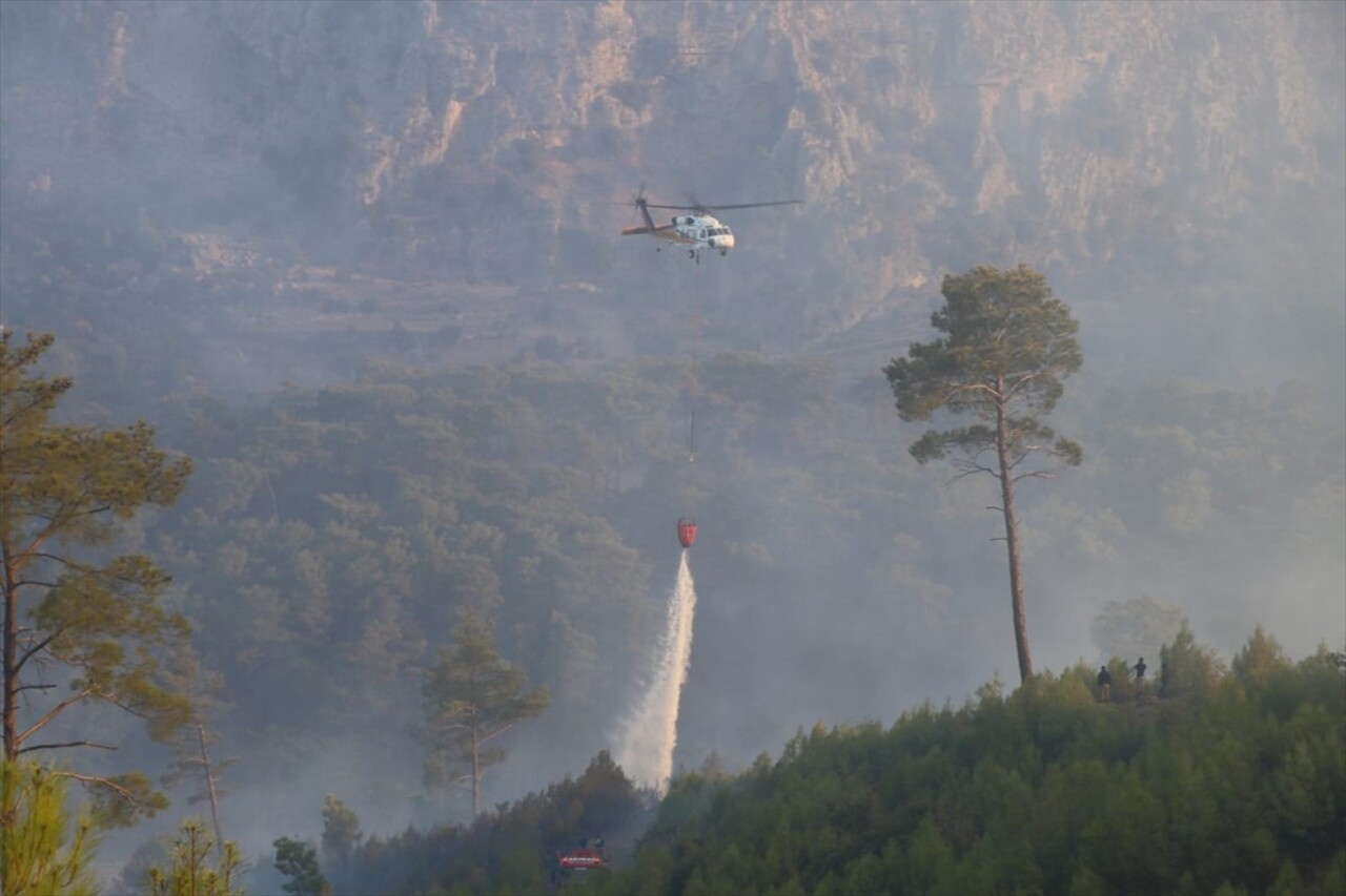 Muğla'nın Dalaman ilçesi Taşbaşı Mahallesi'nde çıkan orman yangınına havadan ve karadan müdahale...