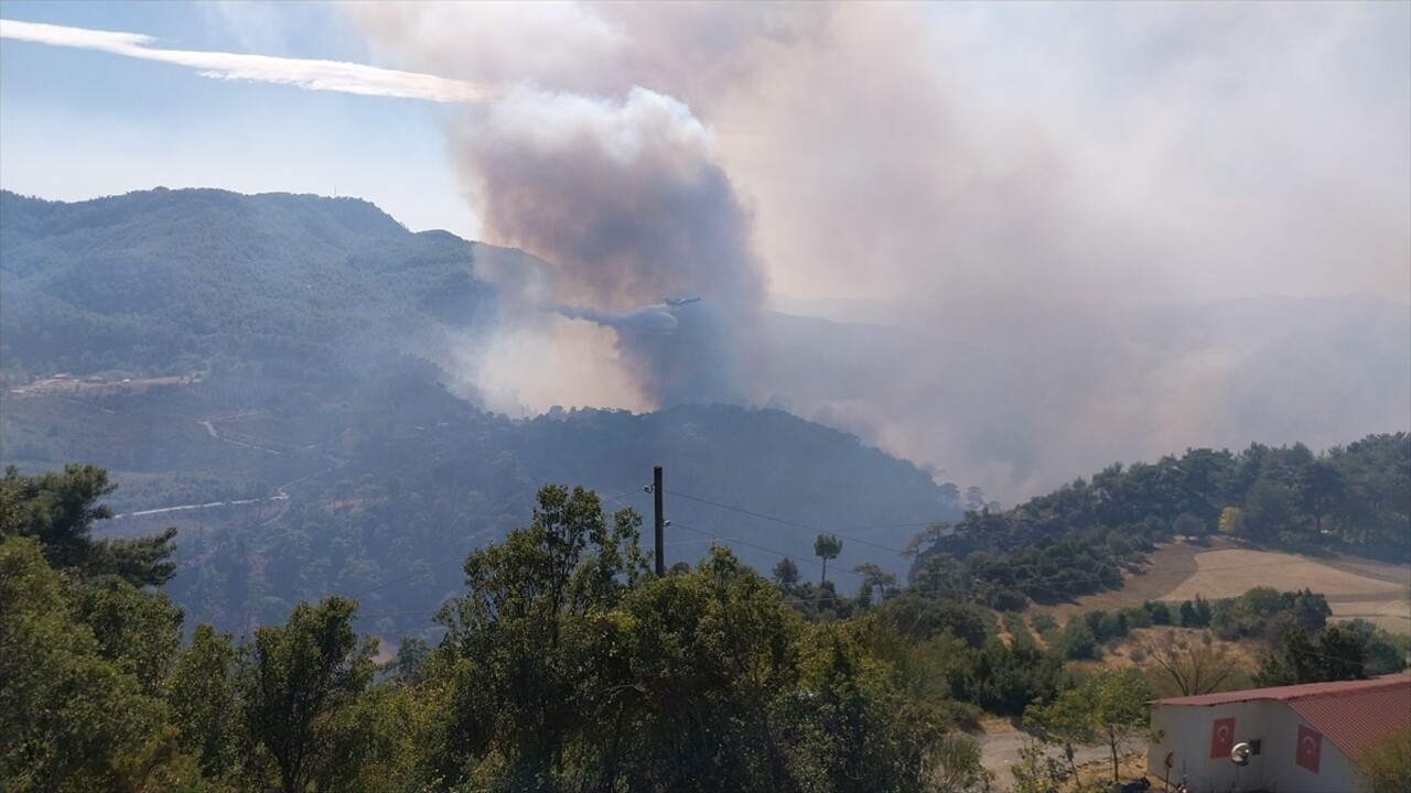 Muğla'nın Dalaman ilçesi Taşbaşı Mahallesi'nde ormanlık alanda ormanlık alanda çıkan yangına...